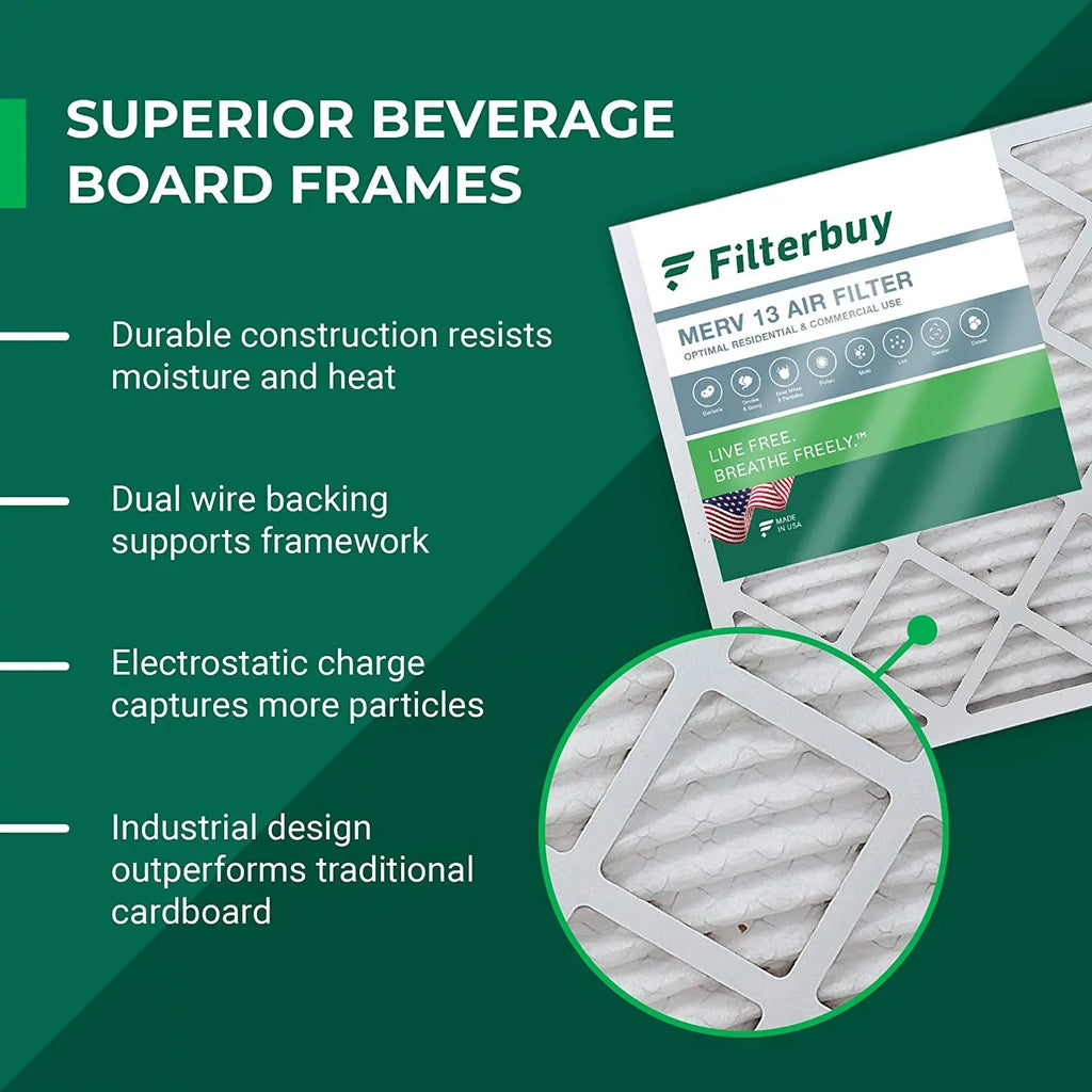 Filterbuy 16x18x1 MERV 13 Pleated HVAC AC Furnace Air Filters (5-Pack)