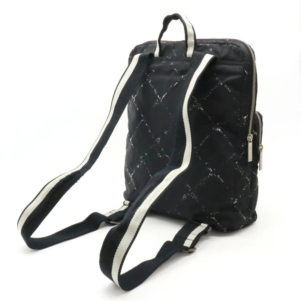 Pre-Owned CHANEL Chanel Old Travel Line Rucksack Backpack Daypack Nylon Jacquard Black (Good)