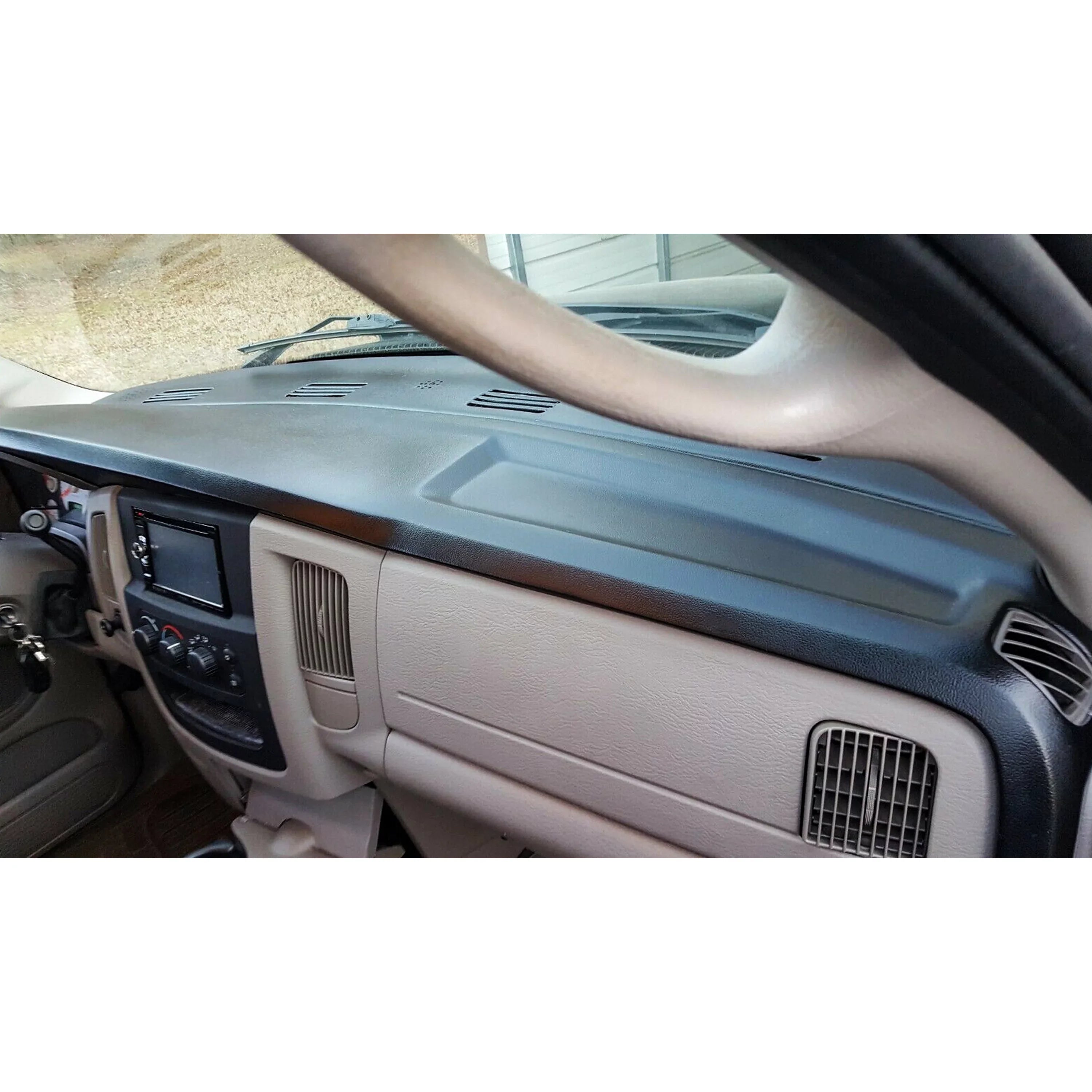 Kojem Dashboard Cover for 2002 2003 2004 2005 Dodge Ram 1500 2500 3500 Molded Dash Pad Board Cover Skin Cap Protector Overlay Black