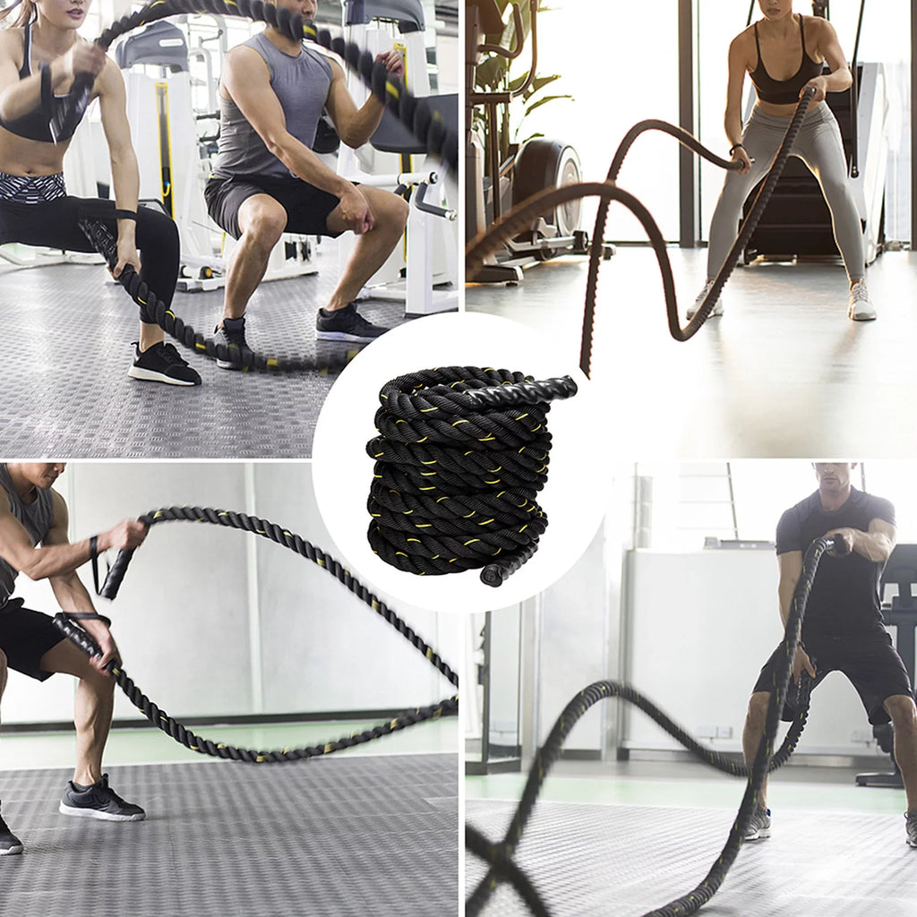 NK 1.5'' width 49.2ft Length, Heavy Training Undulation Rope: Polydac Strength & Conditioning Heavy Gym Battle Ropes - Cardio, Cross Training, Weight Training &