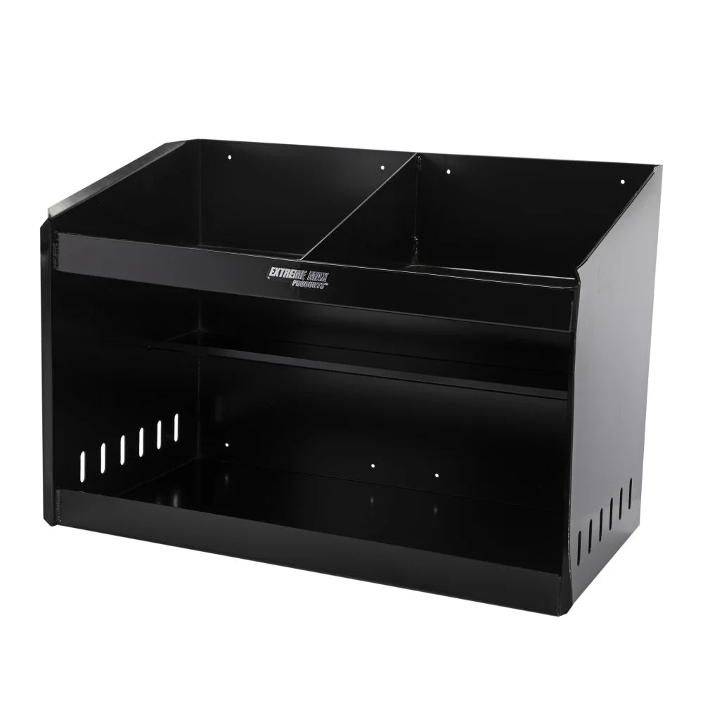 Extreme Max 5001.6331 Deluxe Dual Aluminum Helmet Bay Shelf Holder Storage Cabinet Organizer for Enclosed Race Trailer, Shop, Garage, Storage - Black