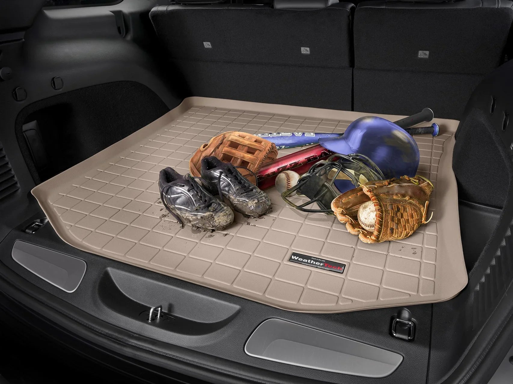 WeatherTech Cargo Trunk Liner with Bumper Protector compatible with 2011-2017 Honda Odyssey - Behind 3rd Row Seating With Bumper Protector, Black