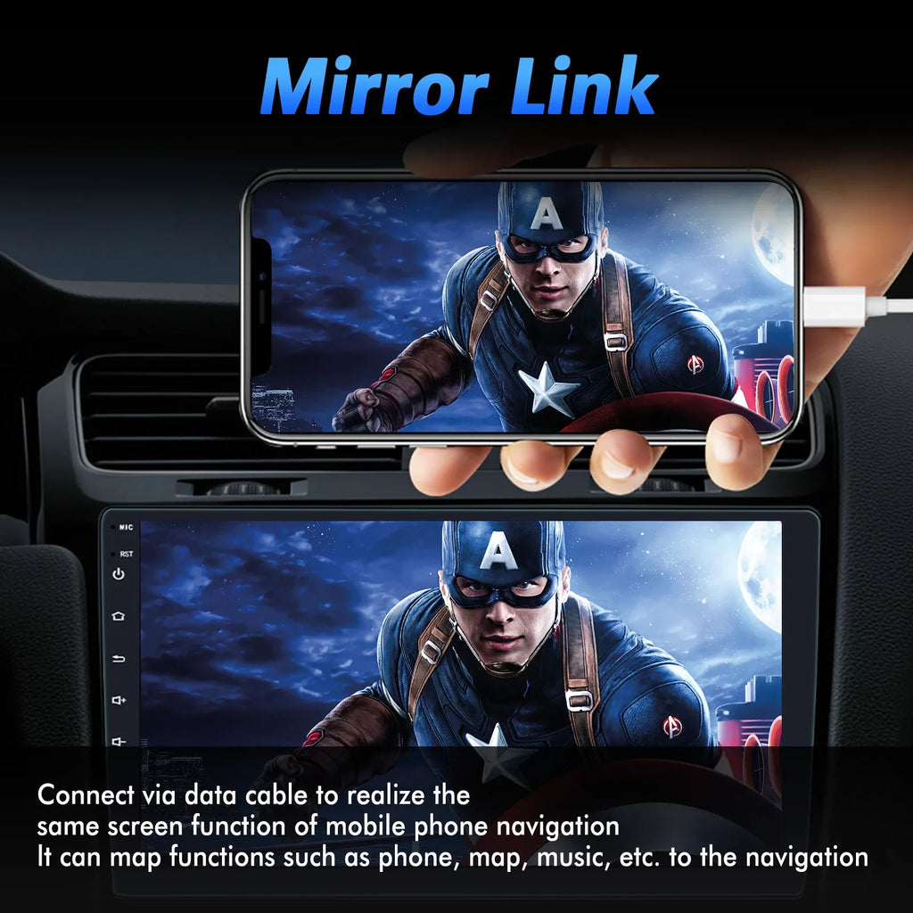 Ele-mall Double Din Car Stereo, 10.1" Android 10.1 Car MP5 Player, HD Touch Screen Car Radio W/Bluetooth Mirror Link GPS Function, Rear Camera Included