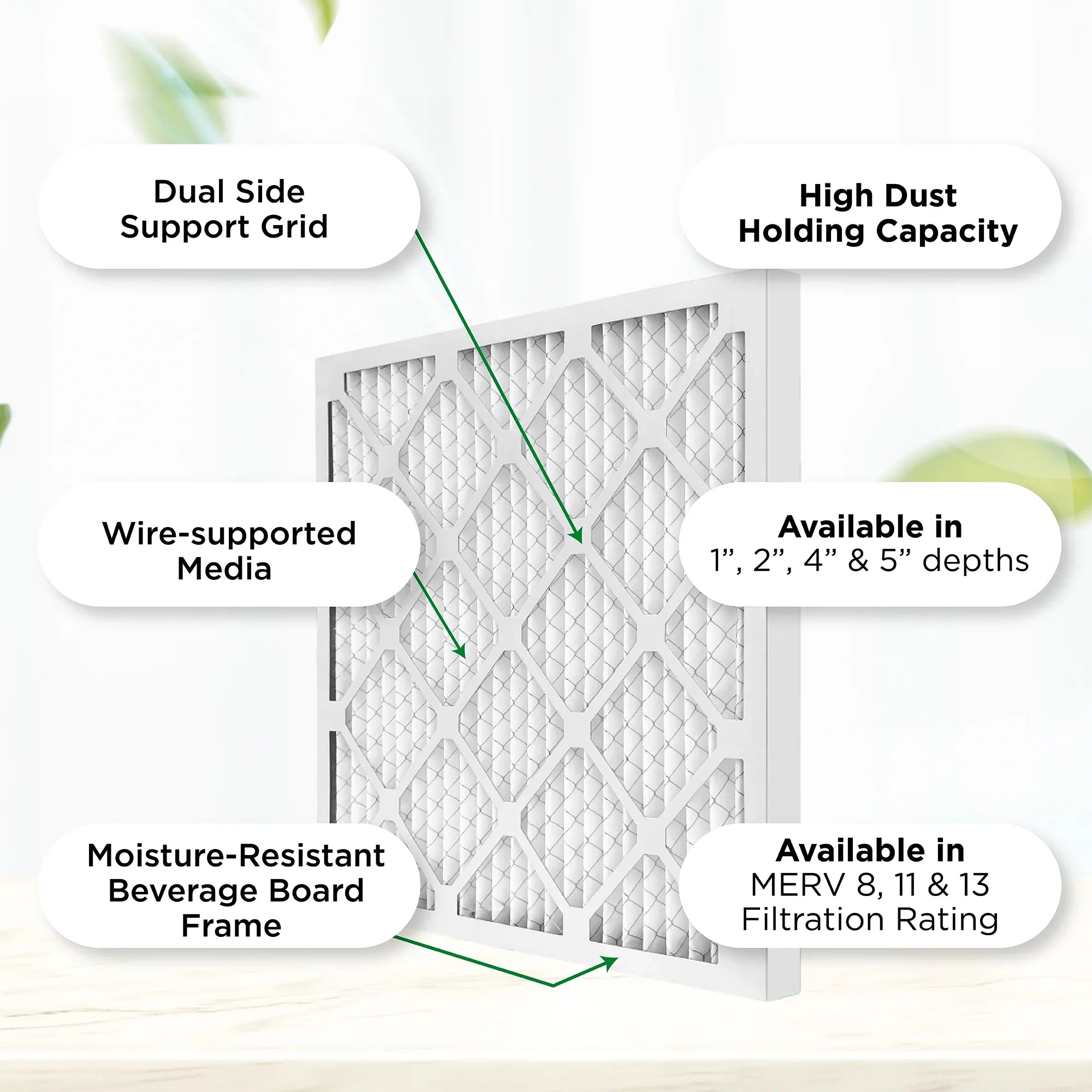18x24x4 MERV 11, MPR 1000 Pleated AC Furnace 4" Air Filters by Pamlico. Case of 6. Actual Size: 17-1/2 x 23-1/2 x 3-3/4