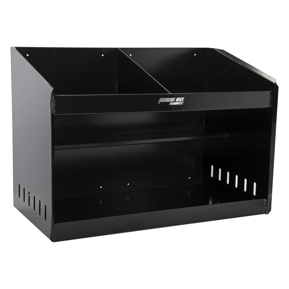 Extreme Max 5001.6331 Deluxe Dual Aluminum Helmet Bay Shelf Holder Storage Cabinet Organizer for Enclosed Race Trailer, Shop, Garage, Storage - Black