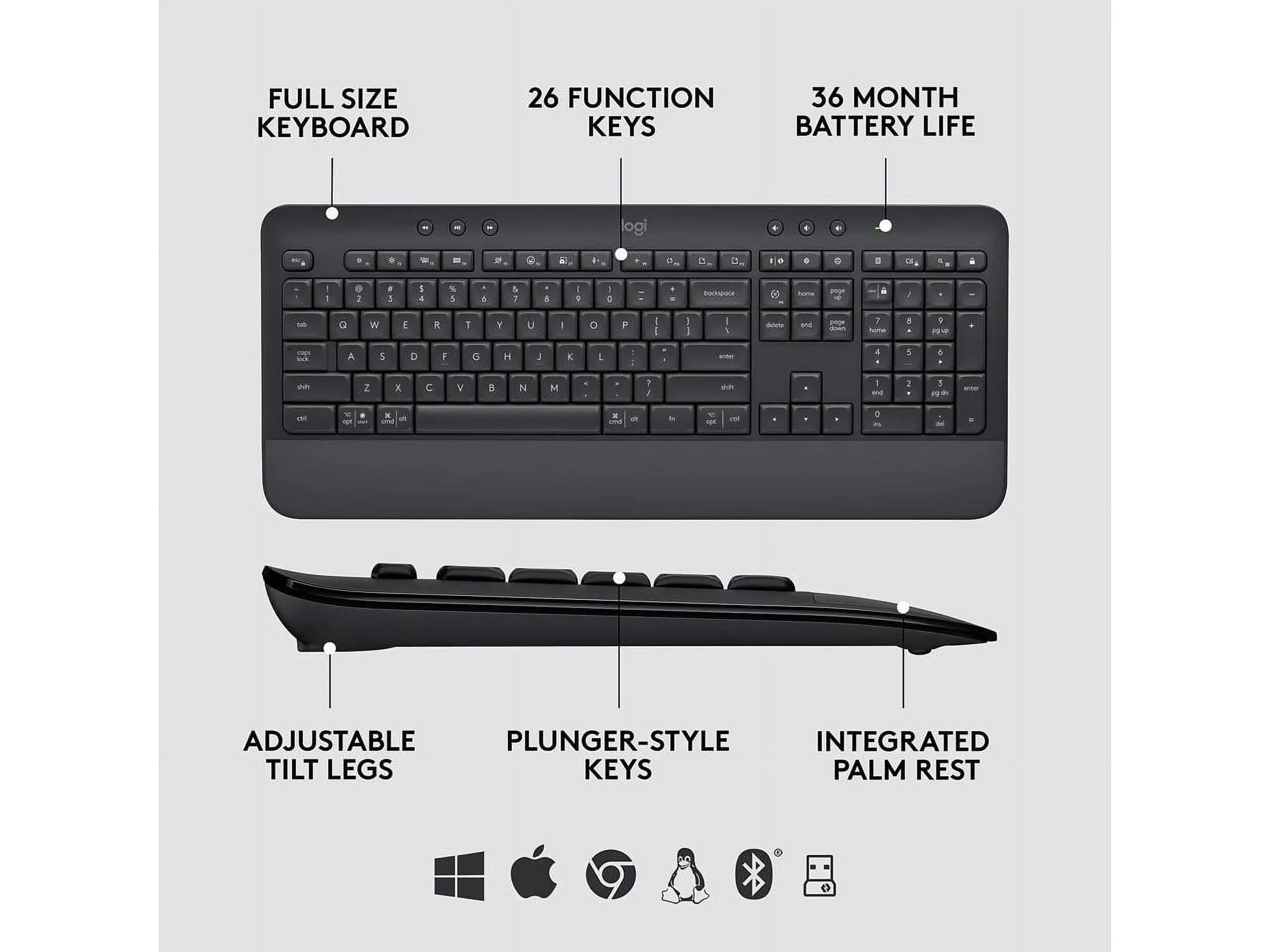Logitech Signature MK650 Combo for Business, Wireless Mouse and Keyboard, Logi Bolt, Bluetooth, SmartWheel, Globally Certified, Windows/Mac/Chrome/Linux - Graphite