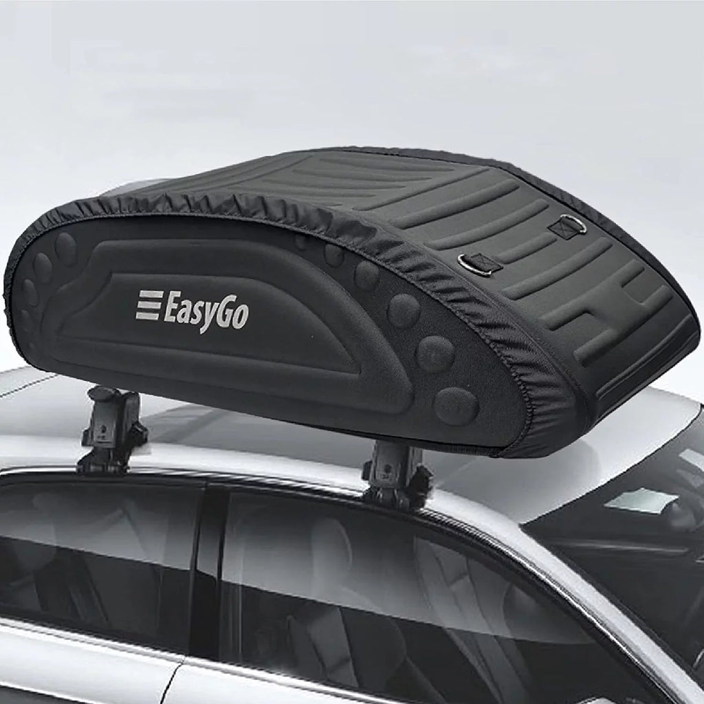 EasyGoProduct Aerodynamic Car Rooftop Cargo Carrier Bag - Soft Roof Top Luggage Bag for All Vehicles SUV with/Without Rack Hard Sides - 4 Adjustable Straps 8 Cubic Feet - Fold Flat Storage Bag