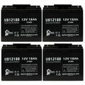 4x Pack - Compatible CSB BATTERY OF AMERICA GP12150F Battery - Replacement UB12180 Universal Sealed Lead Acid Battery (12V, 18Ah, 18000mAh, T4 Terminal, AGM, SLA)