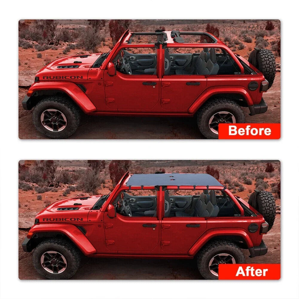 JLLOM Durable Leather Top Sunshade Protection for Jeep Wrangler JK JKU 07-18 - Effortless Installation, Superior Sun Protection