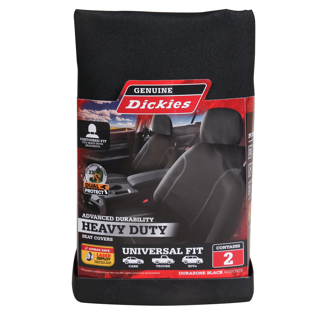 Genuine Dickies 2 Piece Durazone Car Chair Covers, Black