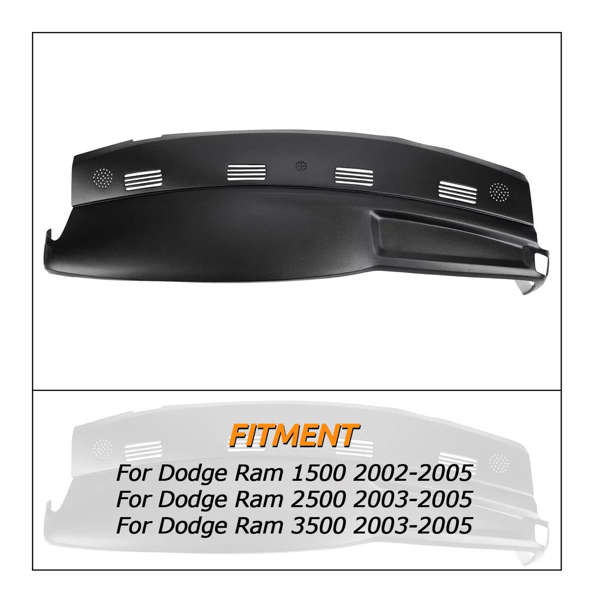 Kojem Dashboard Cover for 2002 2003 2004 2005 Dodge Ram 1500 2500 3500 Molded Dash Pad Board Cover Skin Cap Protector Overlay Black