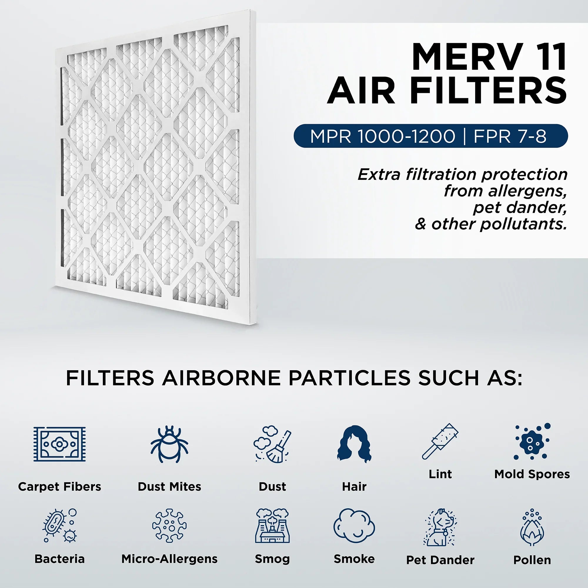 18x24x4 MERV 11, MPR 1000 Pleated AC Furnace 4" Air Filters by Pamlico. Case of 6. Actual Size: 17-1/2 x 23-1/2 x 3-3/4