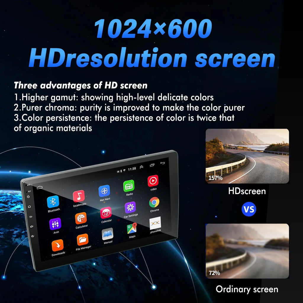 Ele-mall Double Din Car Stereo, 10.1" Android 10.1 Car MP5 Player, HD Touch Screen Car Radio W/Bluetooth Mirror Link GPS Function, Rear Camera Included