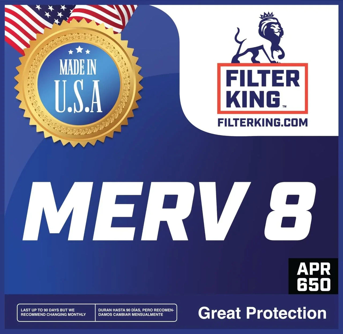 Filter King 38x20x1a Air Filter | 4-PACK | MERV 8 HVAC Pleated A/C Furnace Filters | MADE IN USA | Actual Size: 38 x 20 x .75"