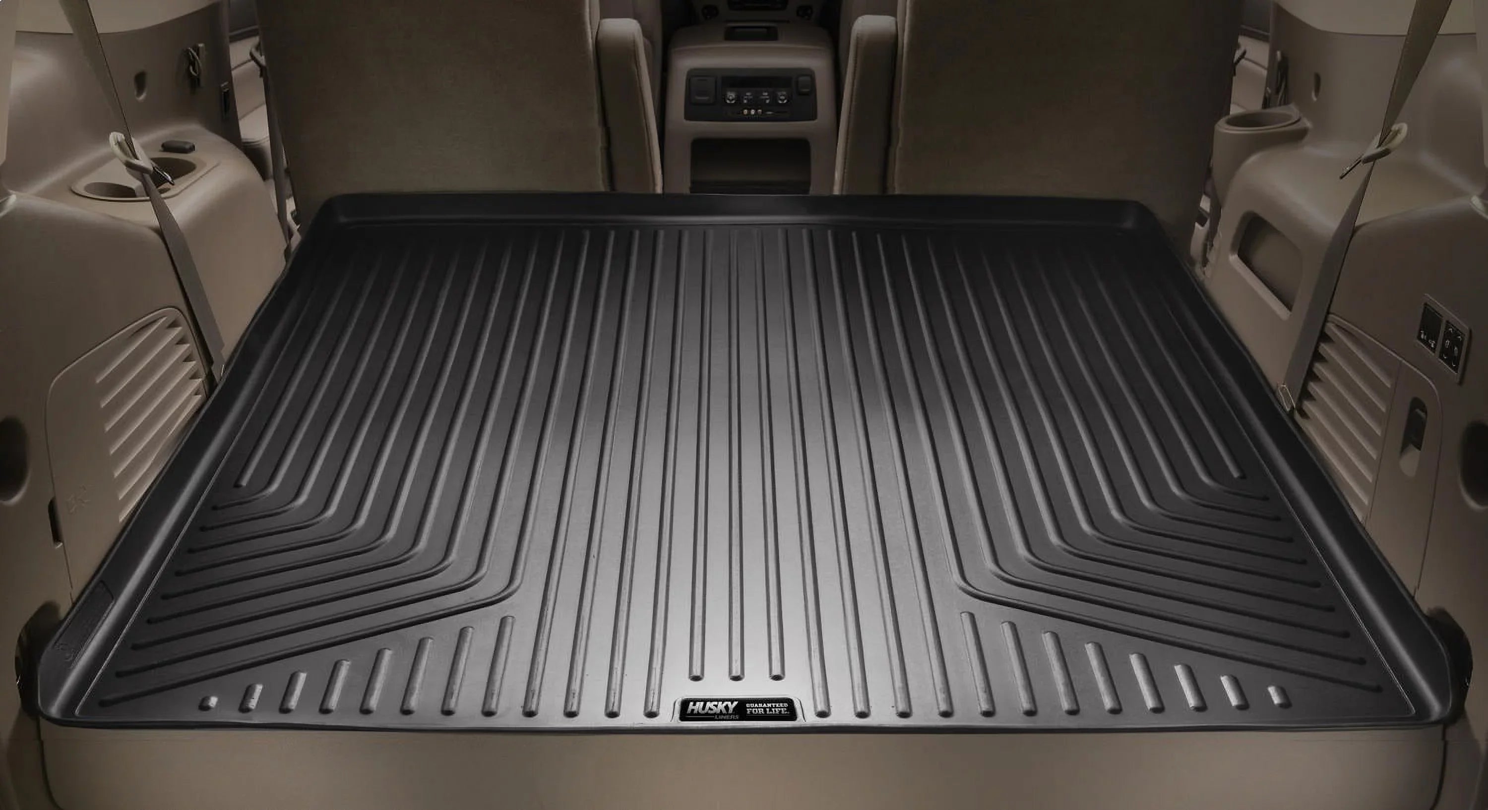 Husky by RealTruck - 28221 Compatible with 2015-19 Cadillac Escalade ESV, 2015-19 Chevrolet Suburban, 2015-19 GMC Yukon XL Cargo Liner Behind 3rd Saddle Black