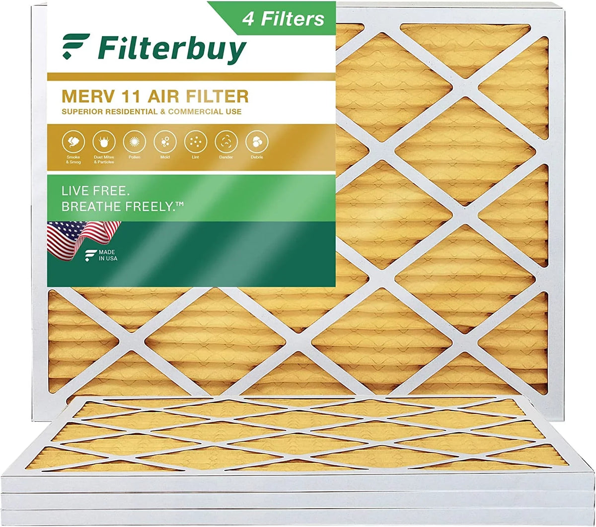 Filterbuy 16x21.5x1 MERV 11 Pleated HVAC AC Furnace Air Filters (4-Pack)