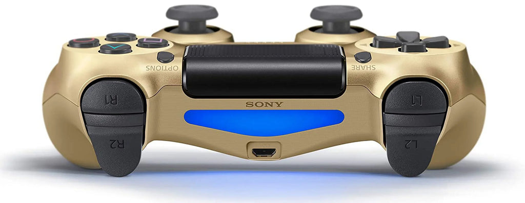Pre-Owned Sony Dual Shock Gold Gaming Controller For PS4 Console + Wireless Black Chatpad for PS4 Controller BOLT AXTION Bundle. (Refurbished: Like New)