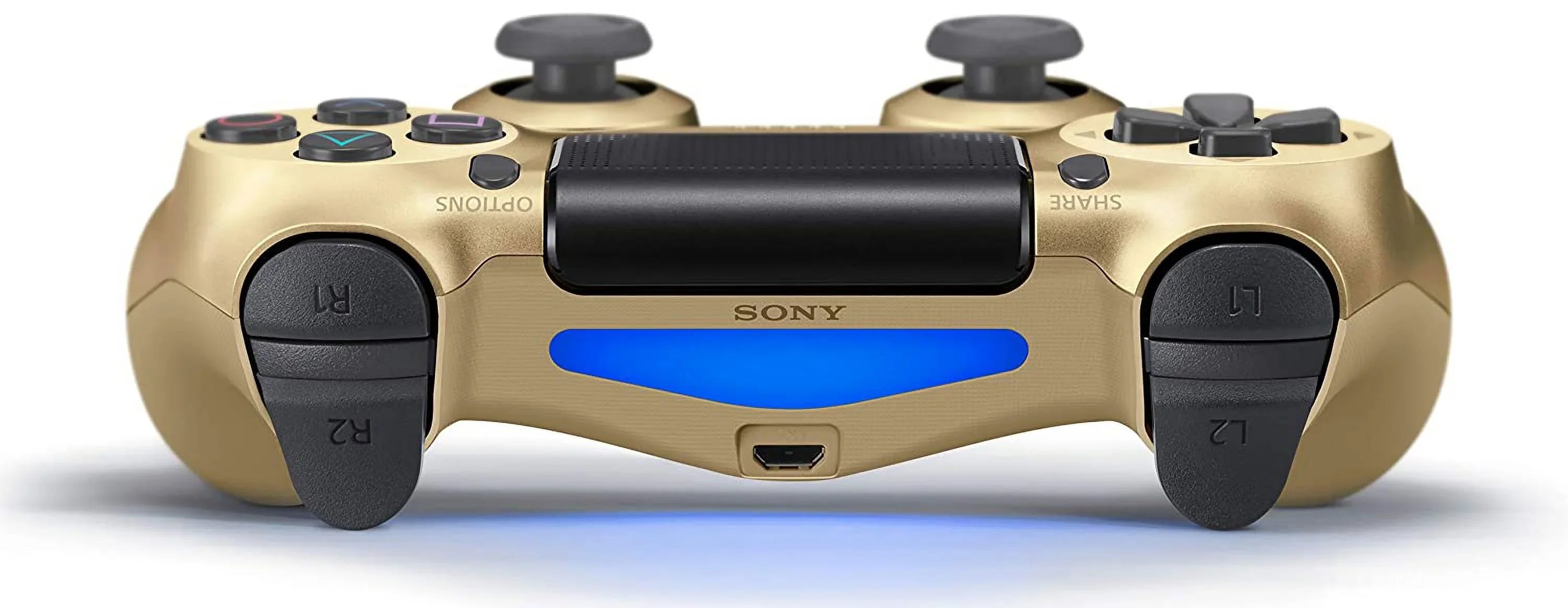 Pre-Owned Sony Dual Shock Gold Gaming Controller For PS4 Console + Wireless Black Chatpad for PS4 Controller BOLT AXTION Bundle. (Refurbished: Like New)