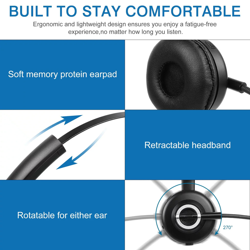Cushioned Bluetooth Headset, UX-M97 Wireless Headset with Microphone, Wireless Cell Phone Headset with Noise Isolation Mic Charging Base Mute Function for Oppo F9 (F9 Pro) With Charging Dock