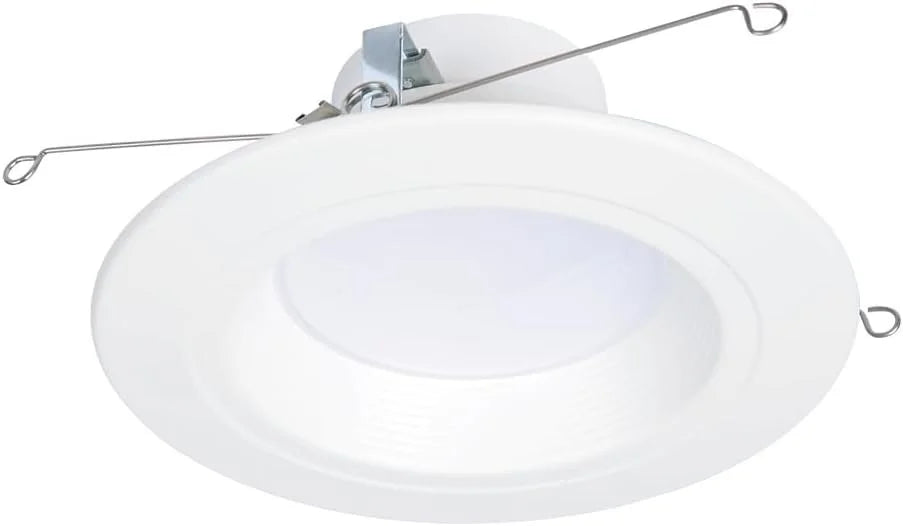 HALO RL Series 5/6 inch Recessed LED Light Retrofit Ceiling & Shower Downlight, Selectable CCT and Selectable Lumens, Dim to Warm, Matte White Retrofit Baffle Trim, 900/1200 Lumens