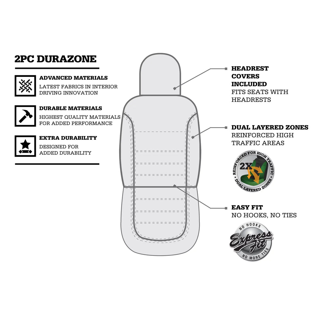 Genuine Dickies 2 Piece Durazone Car Chair Covers, Black