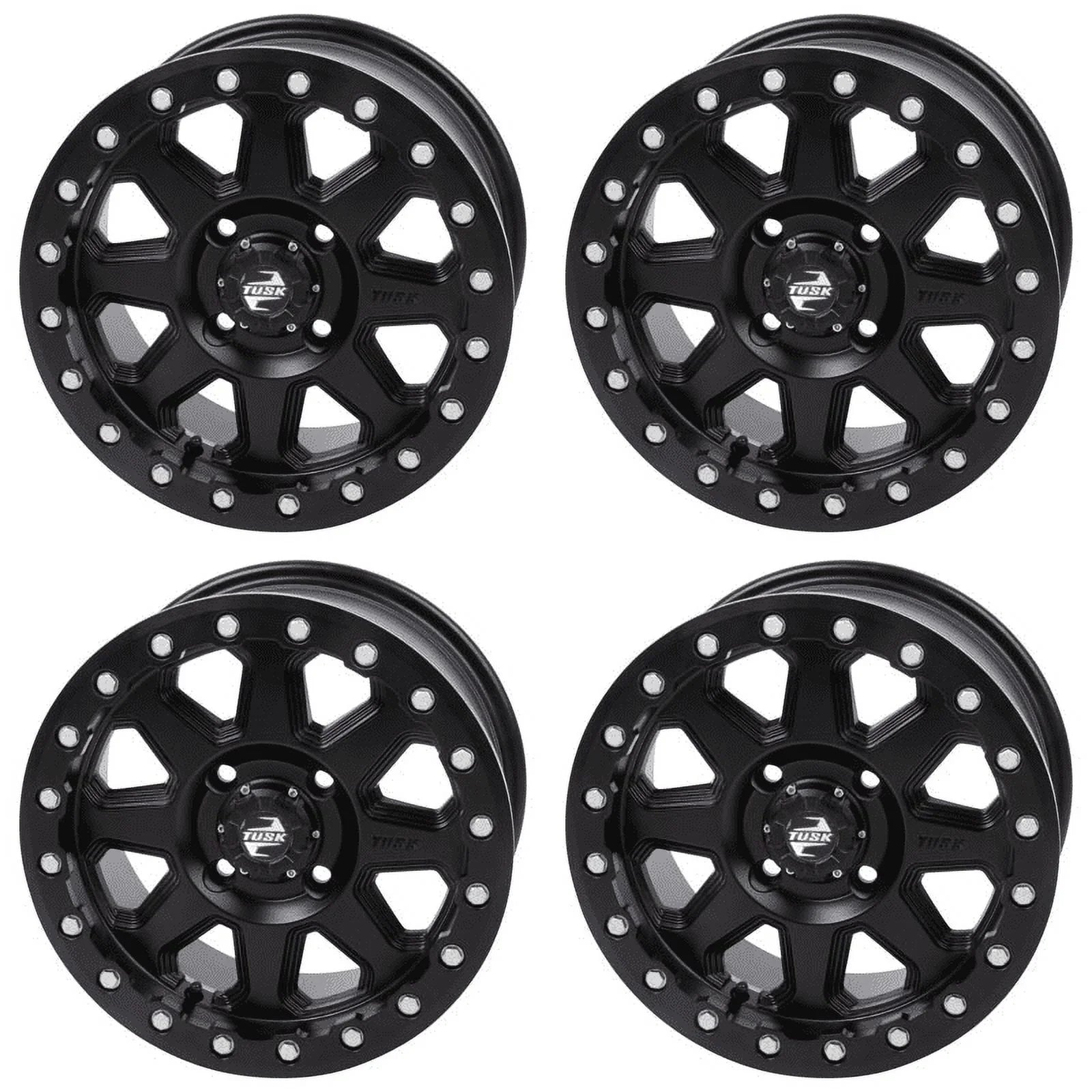 (4 Pack) 4/137 Tusk Uinta Beadlock Wheel 15X7 5.0 + 2.0 Matte Black For Can-Am Defender Hd10 Pro Dps 2020-2023