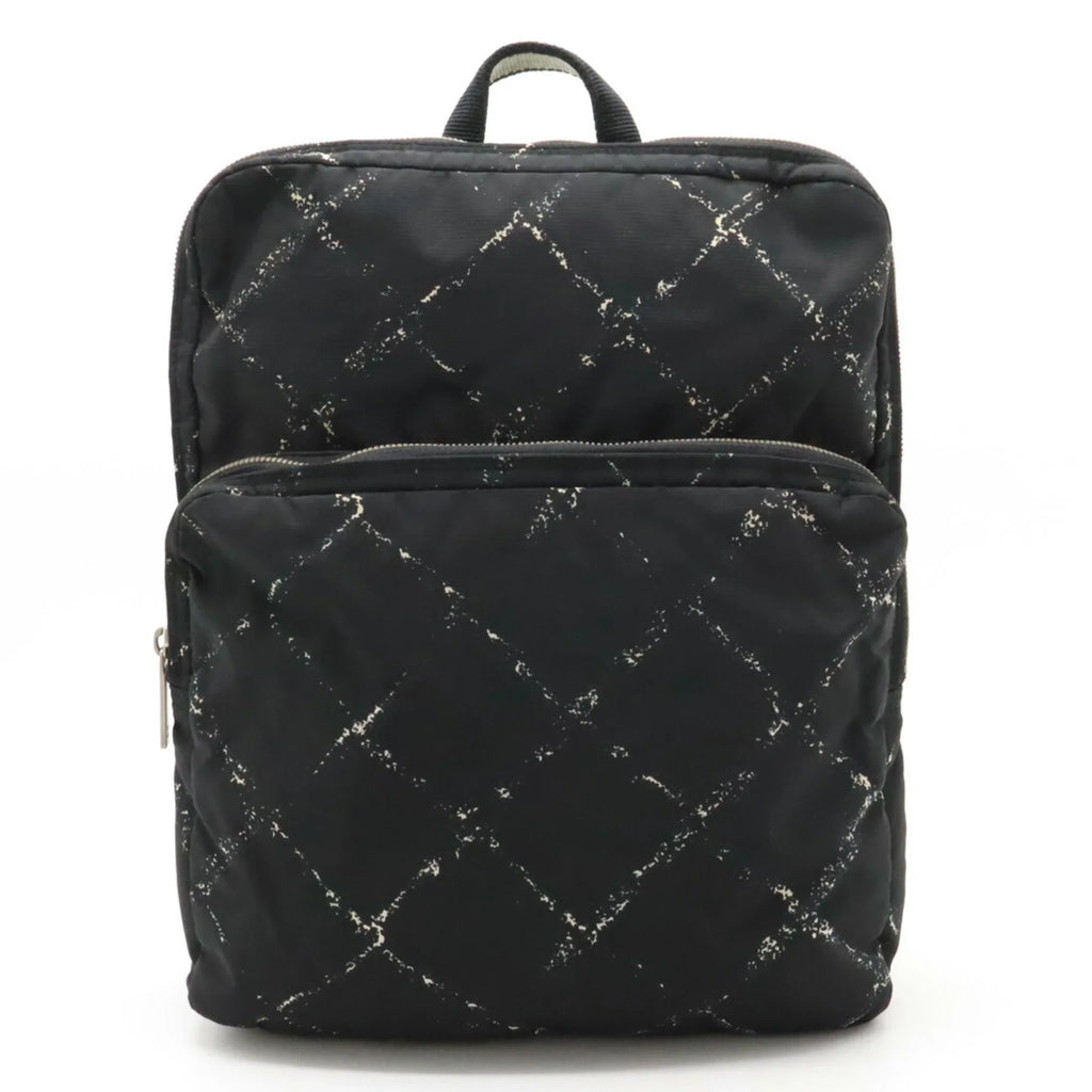 Pre-Owned CHANEL Chanel Old Travel Line Rucksack Backpack Daypack Nylon Jacquard Black (Good)