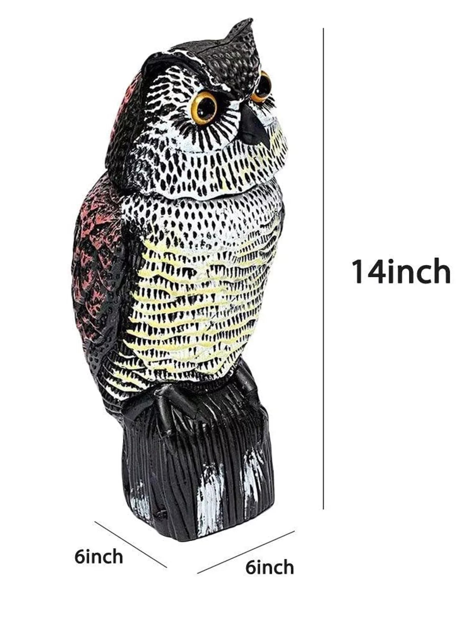Listenwind Realistic Owl Decoy With Rotating Head Bird Pigeon Crow Scarer